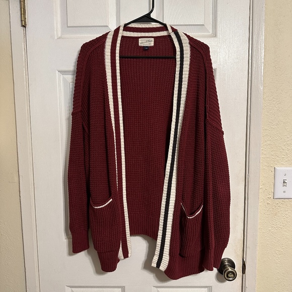 Red Cardigan Sweater with pockets - Picture 2 of 5